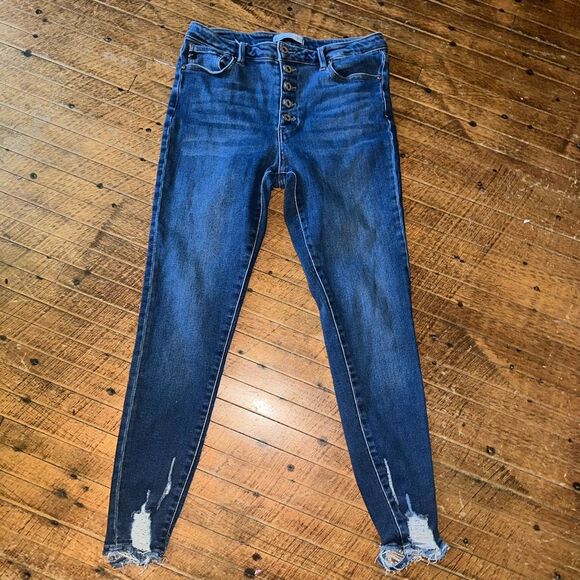 Kancan for Maurice distressed raw hem 30 cropped jeans - Picture 1 of 3